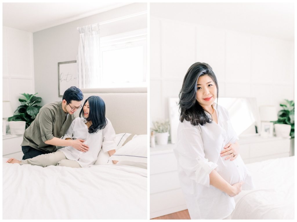 A Soft, Neutral At Home Maternity Session | Li Family - Lacey Rene Studios